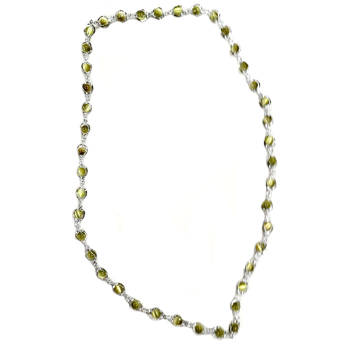 CAT'S EYE OLIVE CAGE NECKLACE 32"